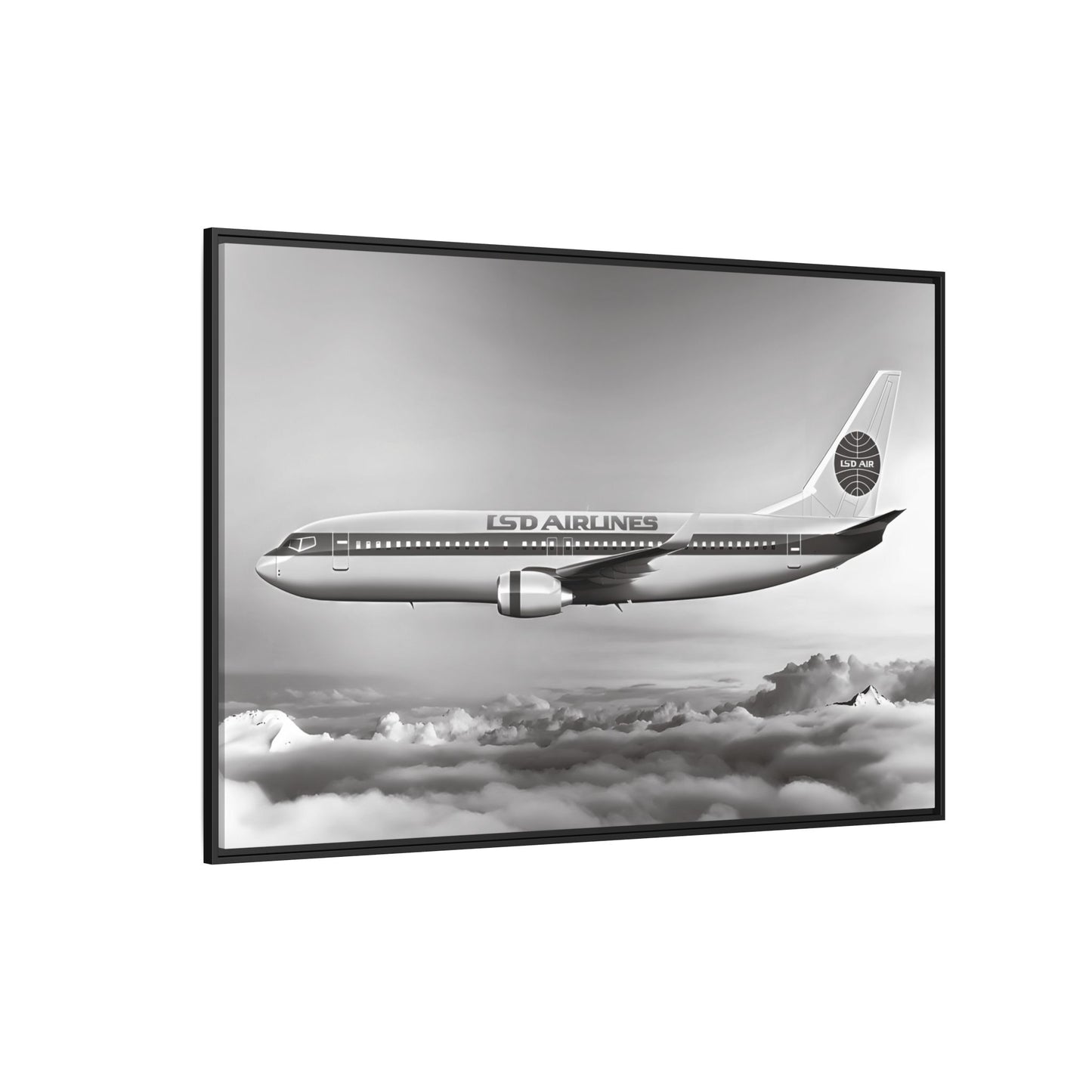 L.S.D. Airlines - Black & White - XL Framed Canvas