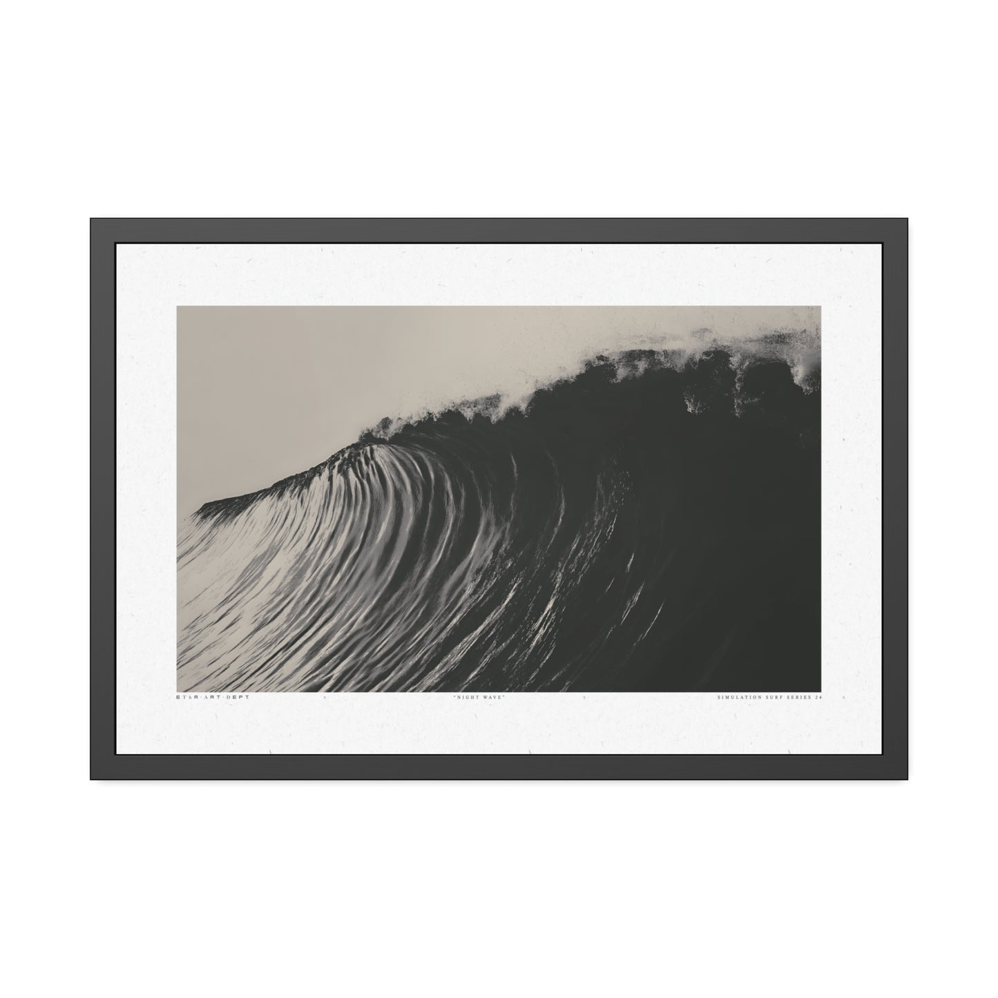 Night Wave 4 - Black & White - Framed Print