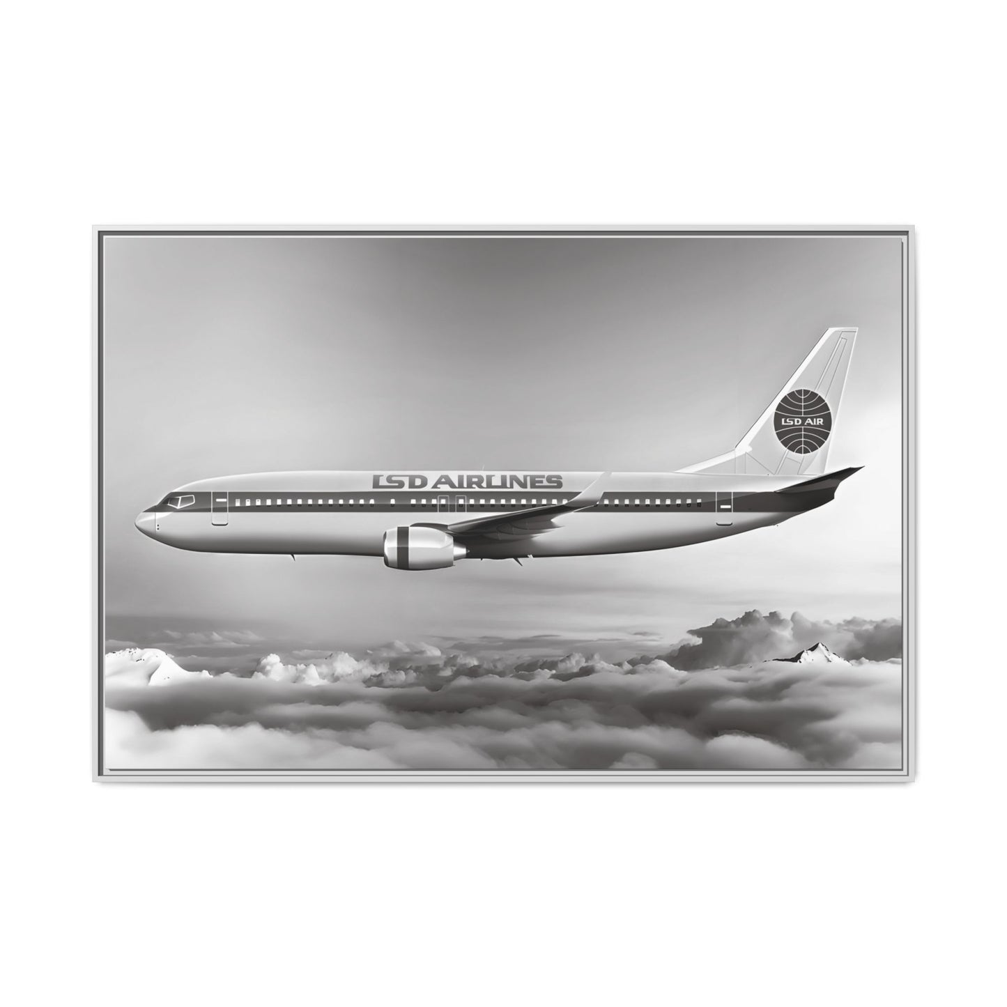 L.S.D. Airlines - Black & White - XL Framed Canvas