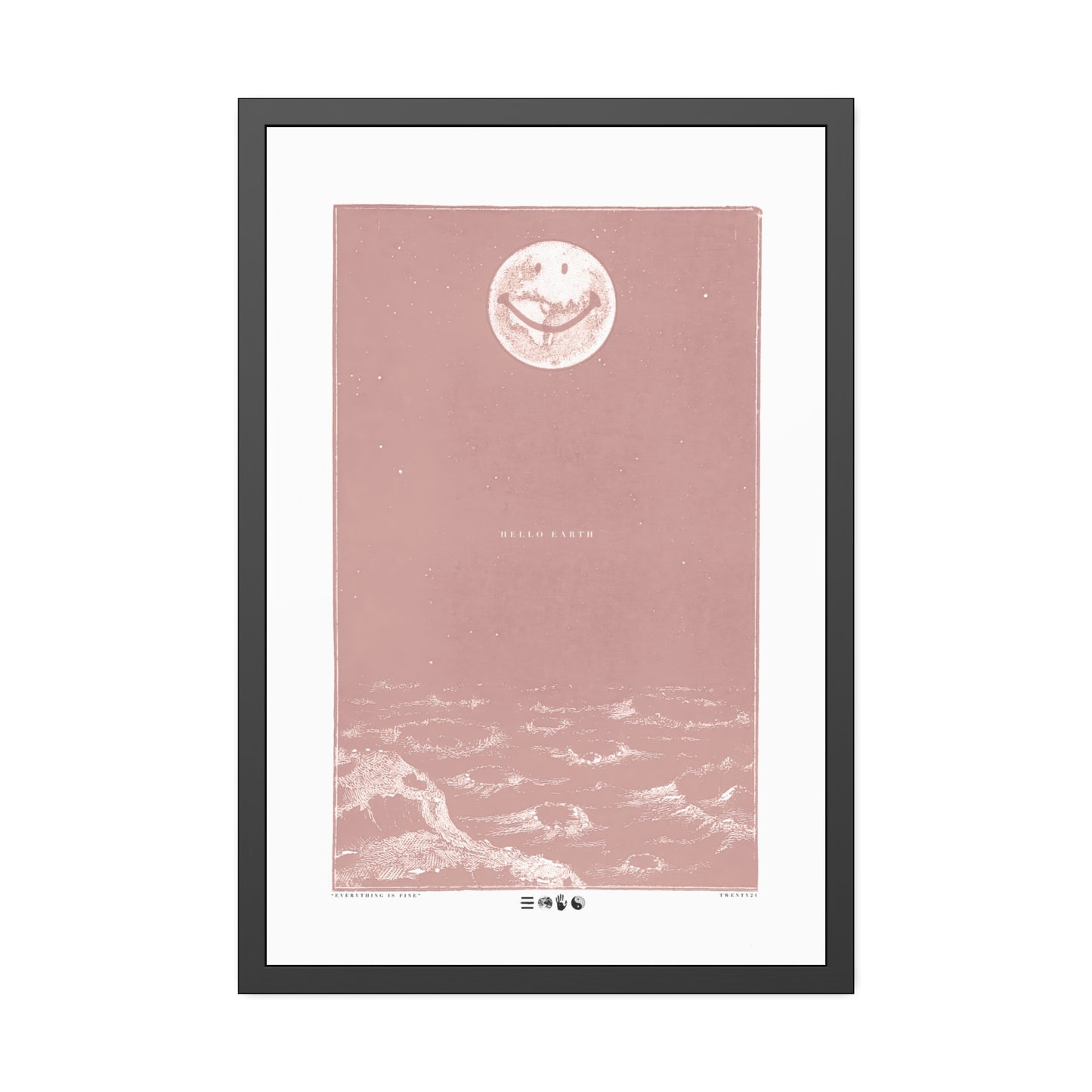 Hello Earth - Blush- Framed Print
