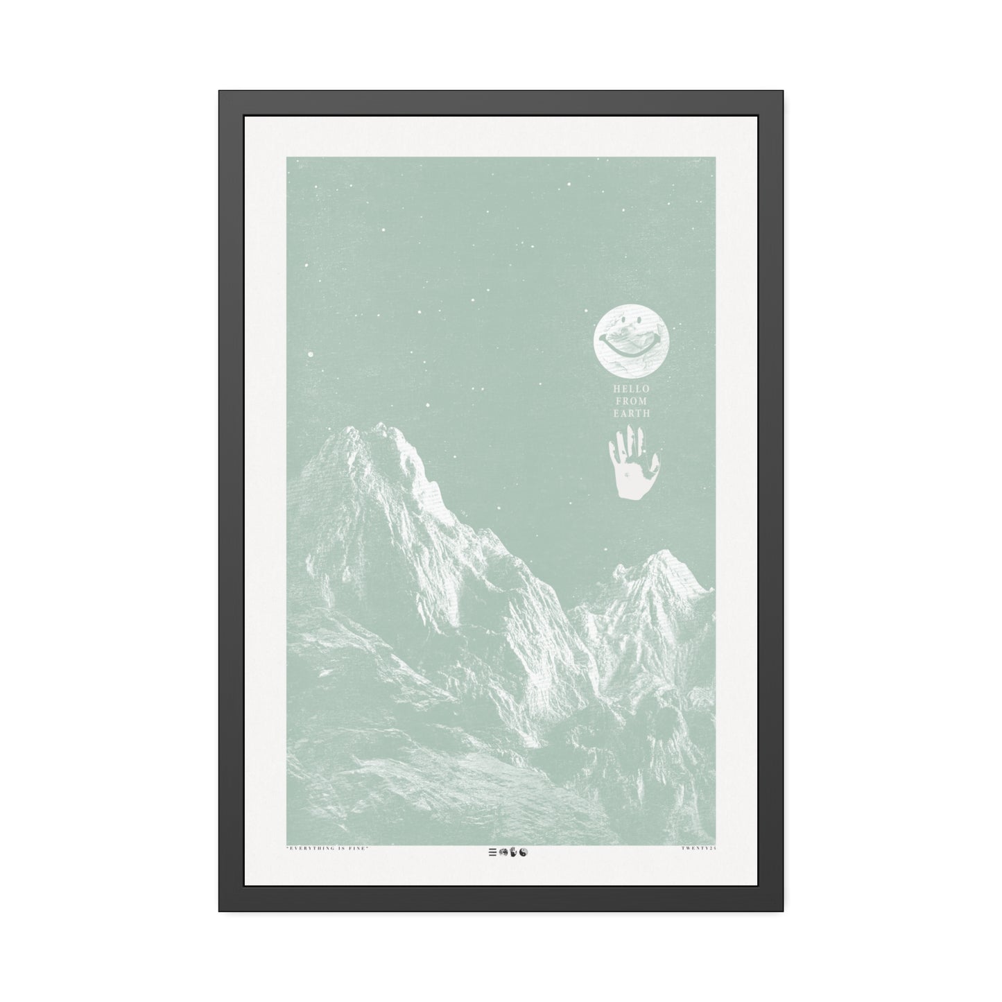 Hello From Earth - Green Haze - Framed Print