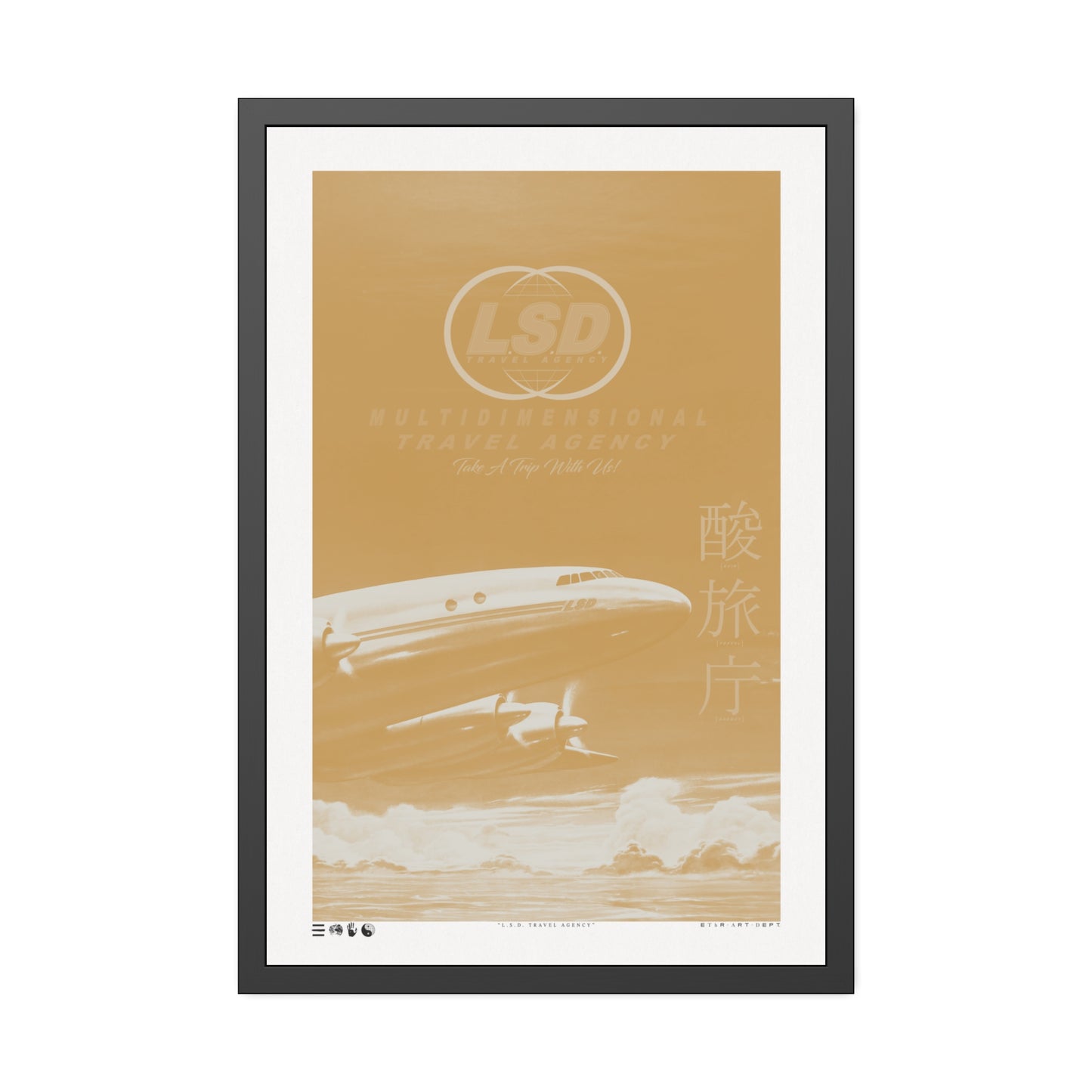 Take A Trip - L.S.D. Travel - Gold - Framed Print