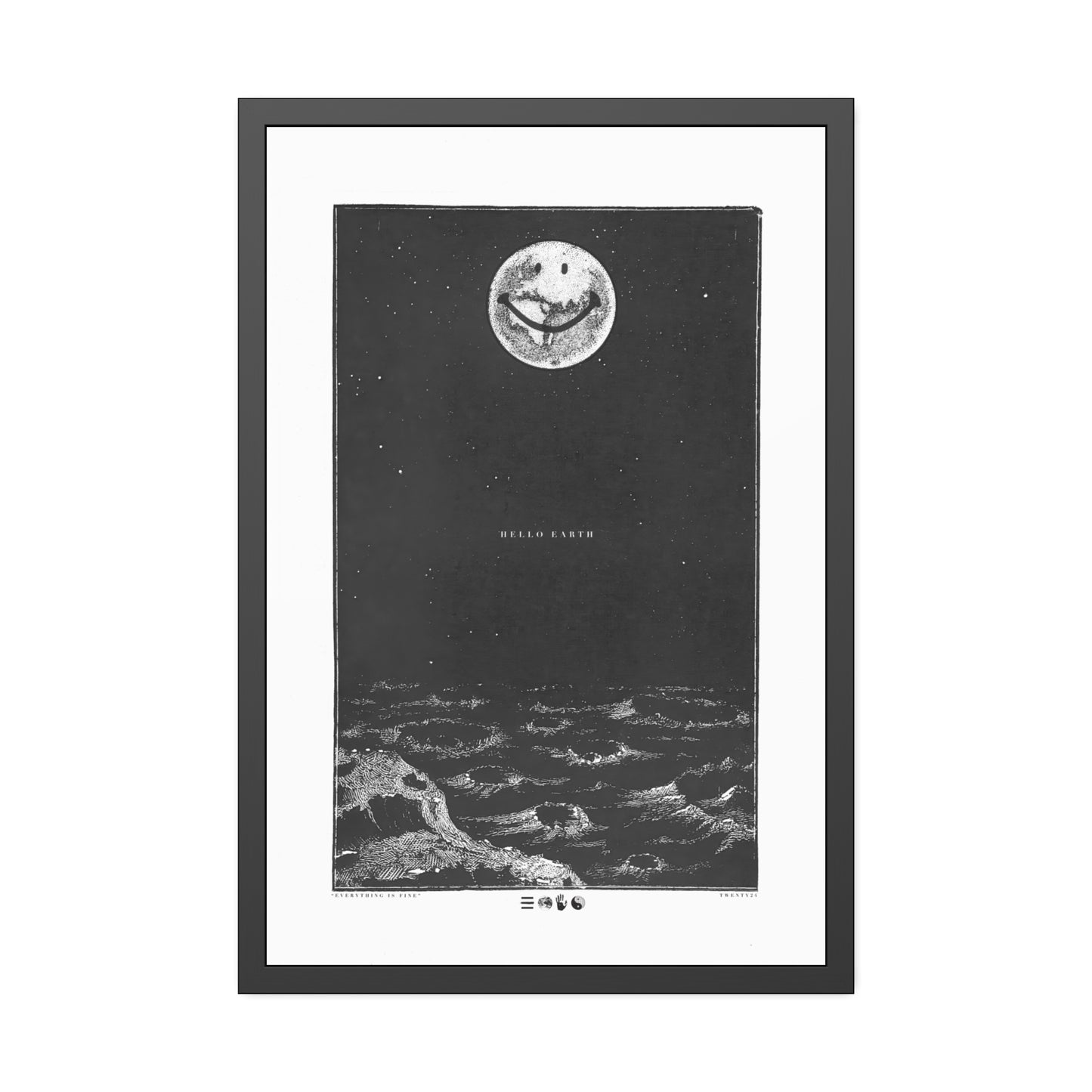 Hello Earth - Night - Framed Print