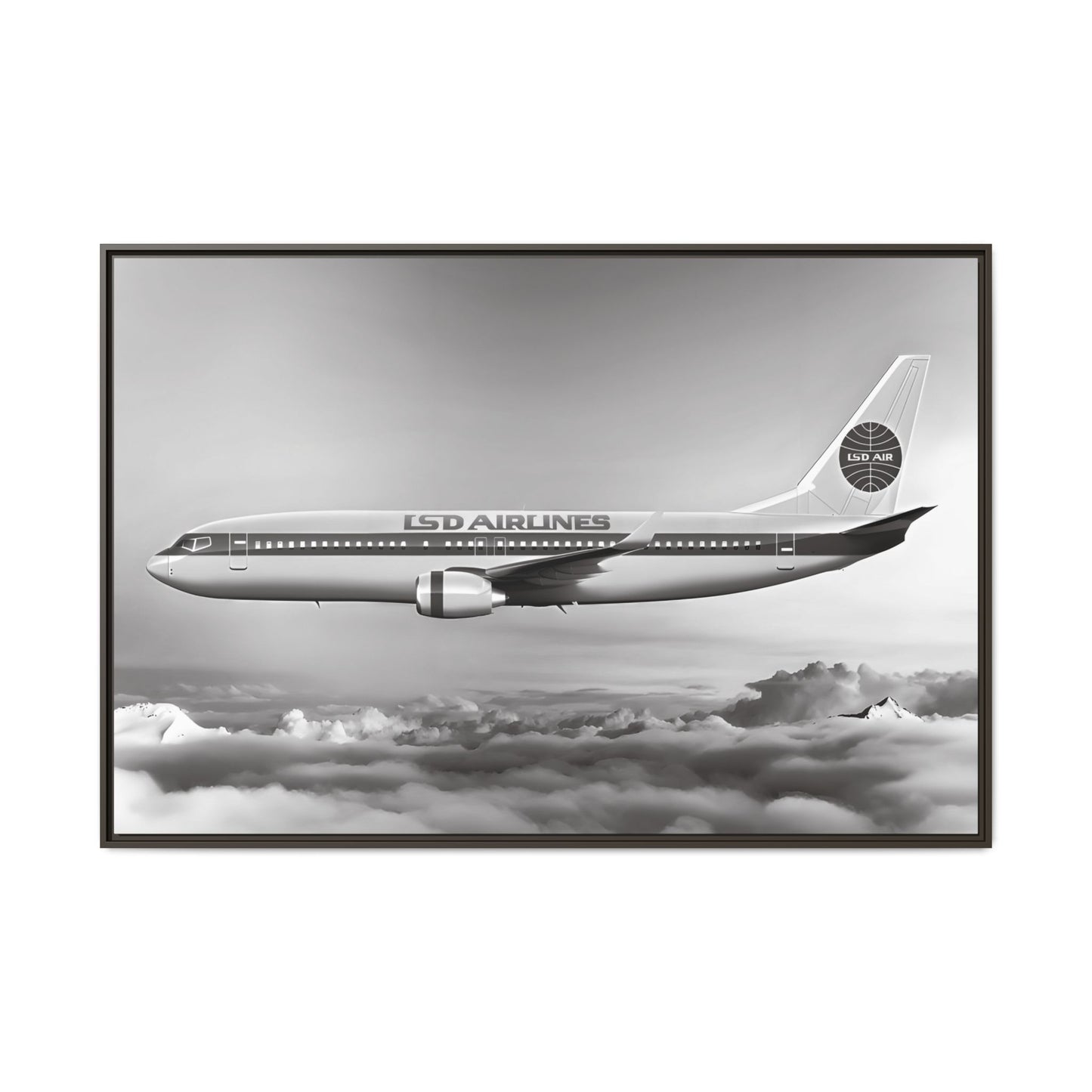 L.S.D. Airlines - Black & White - XL Framed Canvas