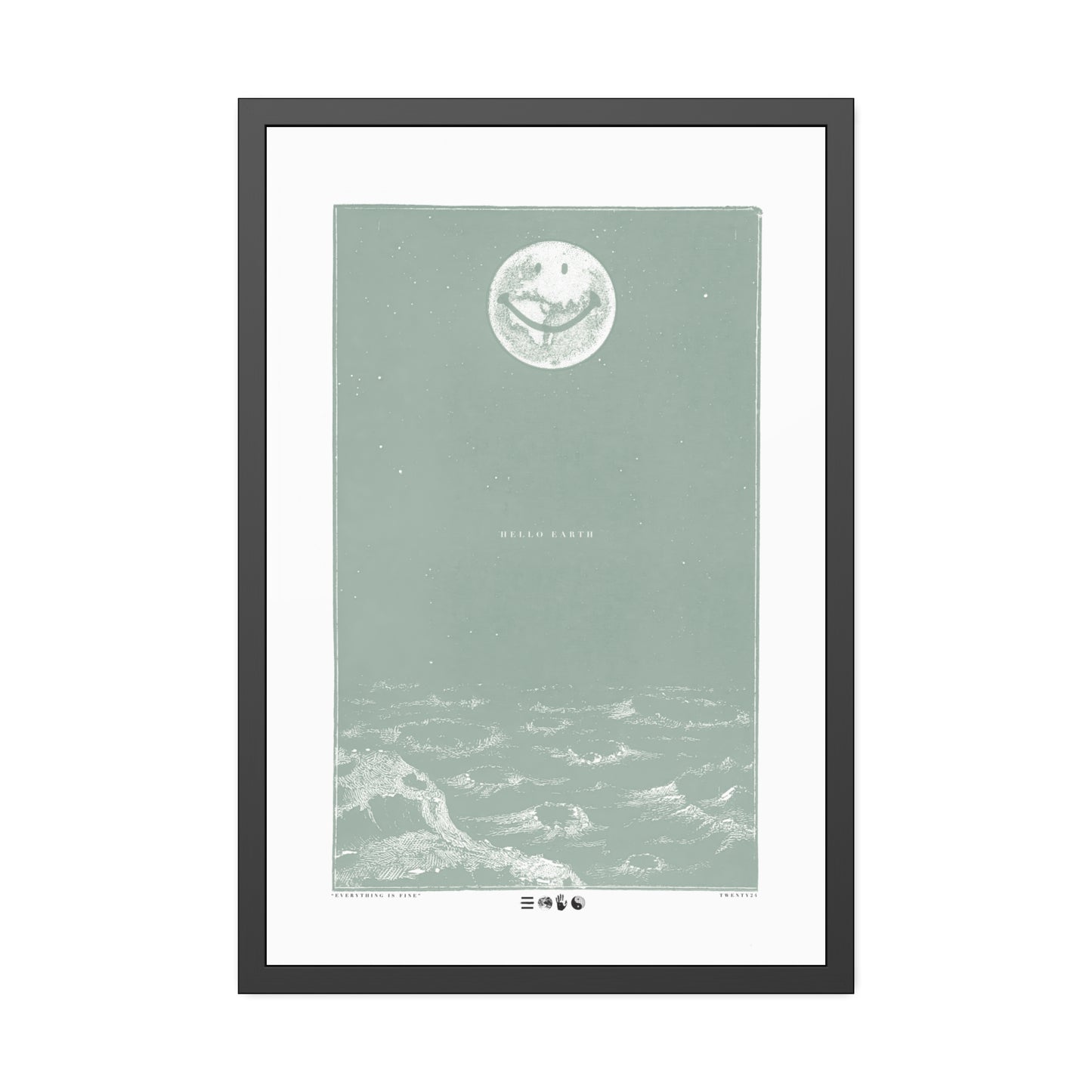 Hello Earth - Sage - Framed Print