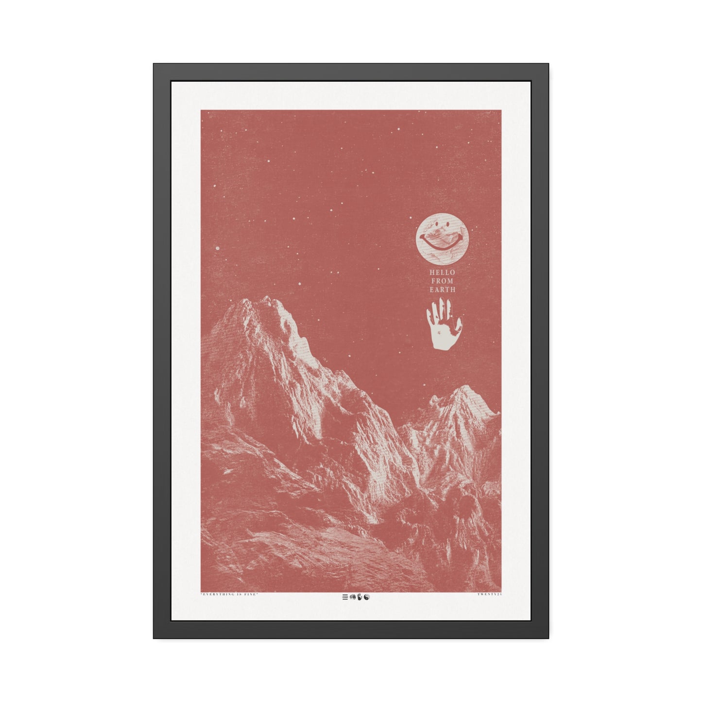Hello From Earth - Burnt - Framed Print