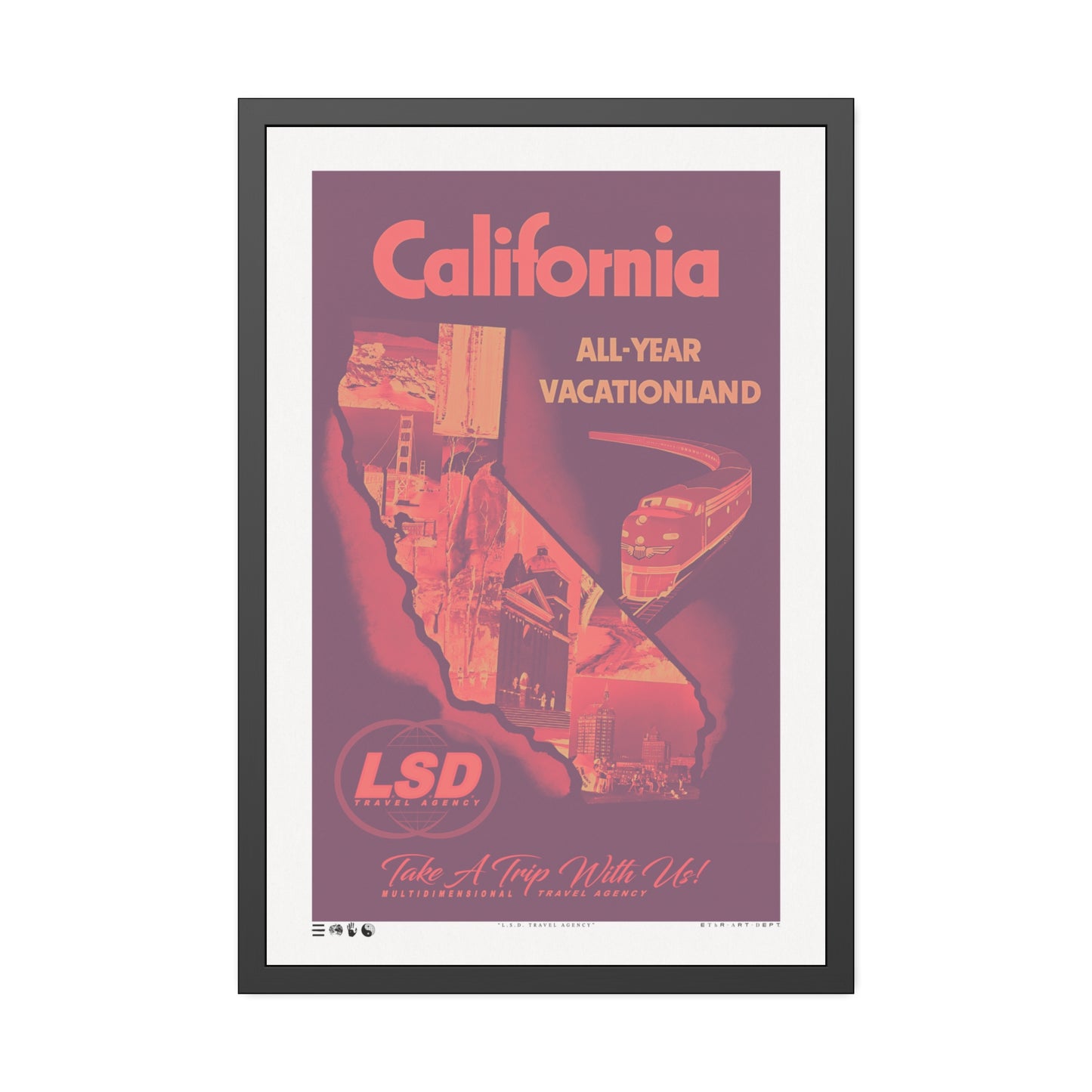 California - L.S.D. Travel - Purps - Framed Print
