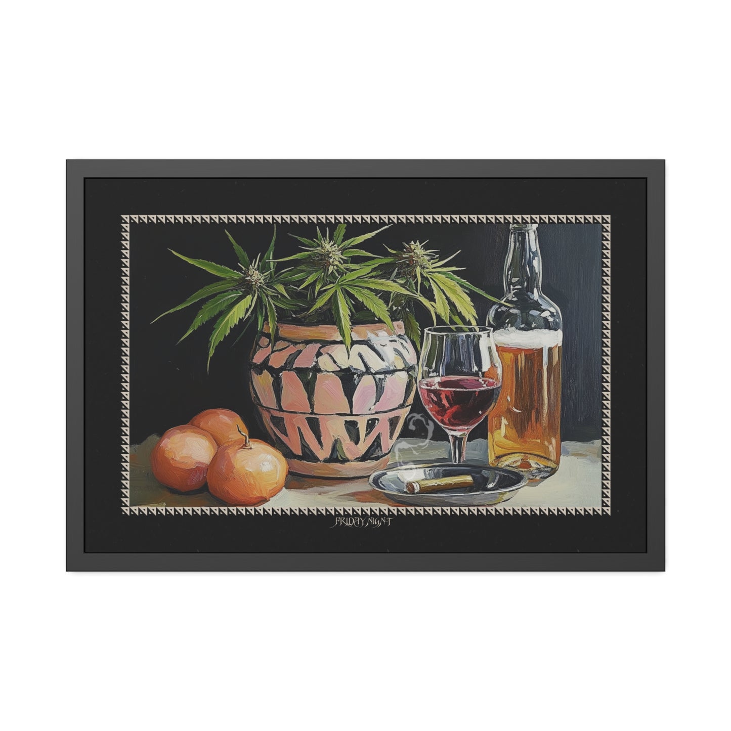 Friday Night - Black - Framed Print