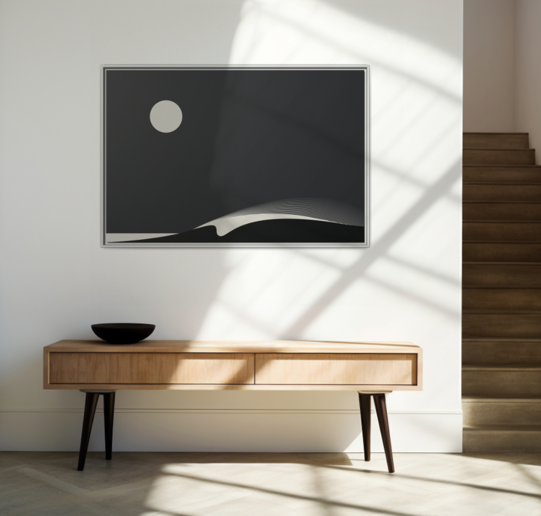 Night Wave 4 - Black - Framed Canvas