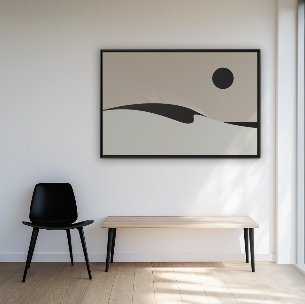 Day Wave 1 - Sand - Framed Canvas