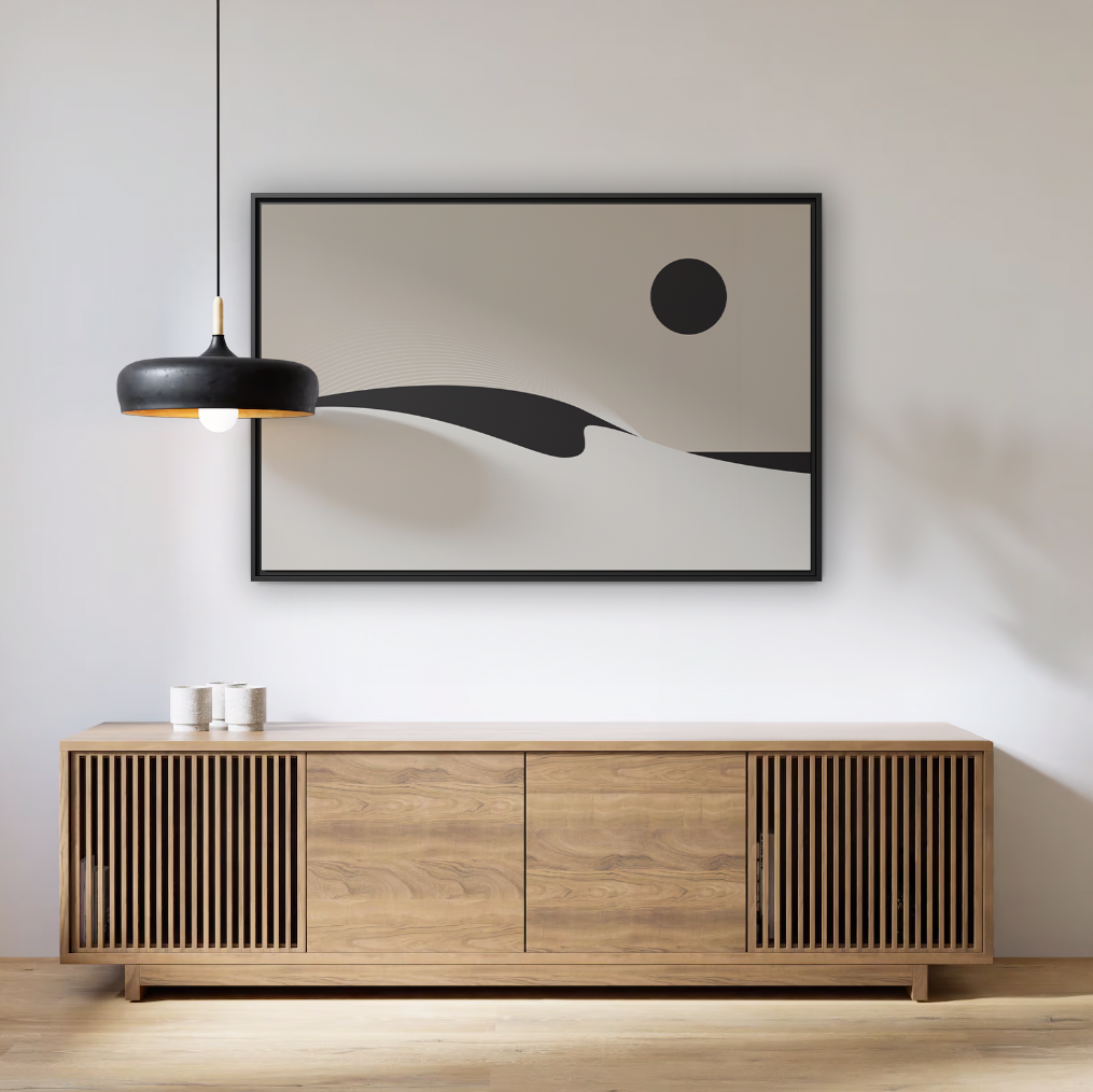 Day Wave 1 - Sand - Framed Canvas
