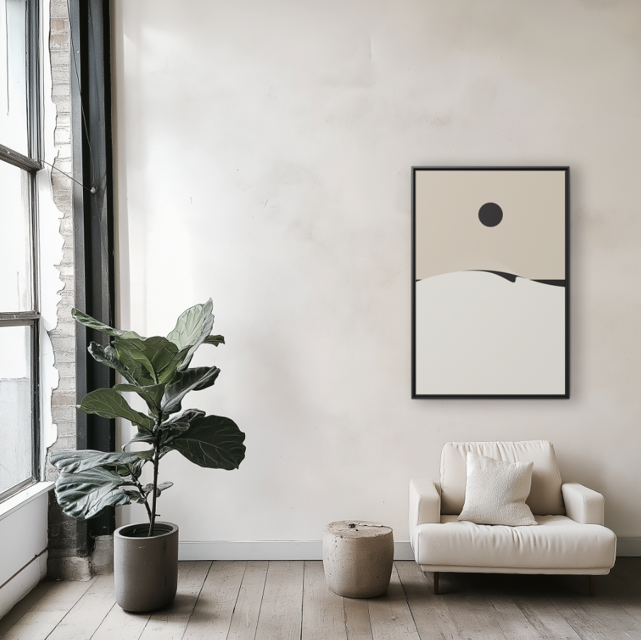 Day Wave 4 - Sand - Framed Canvas