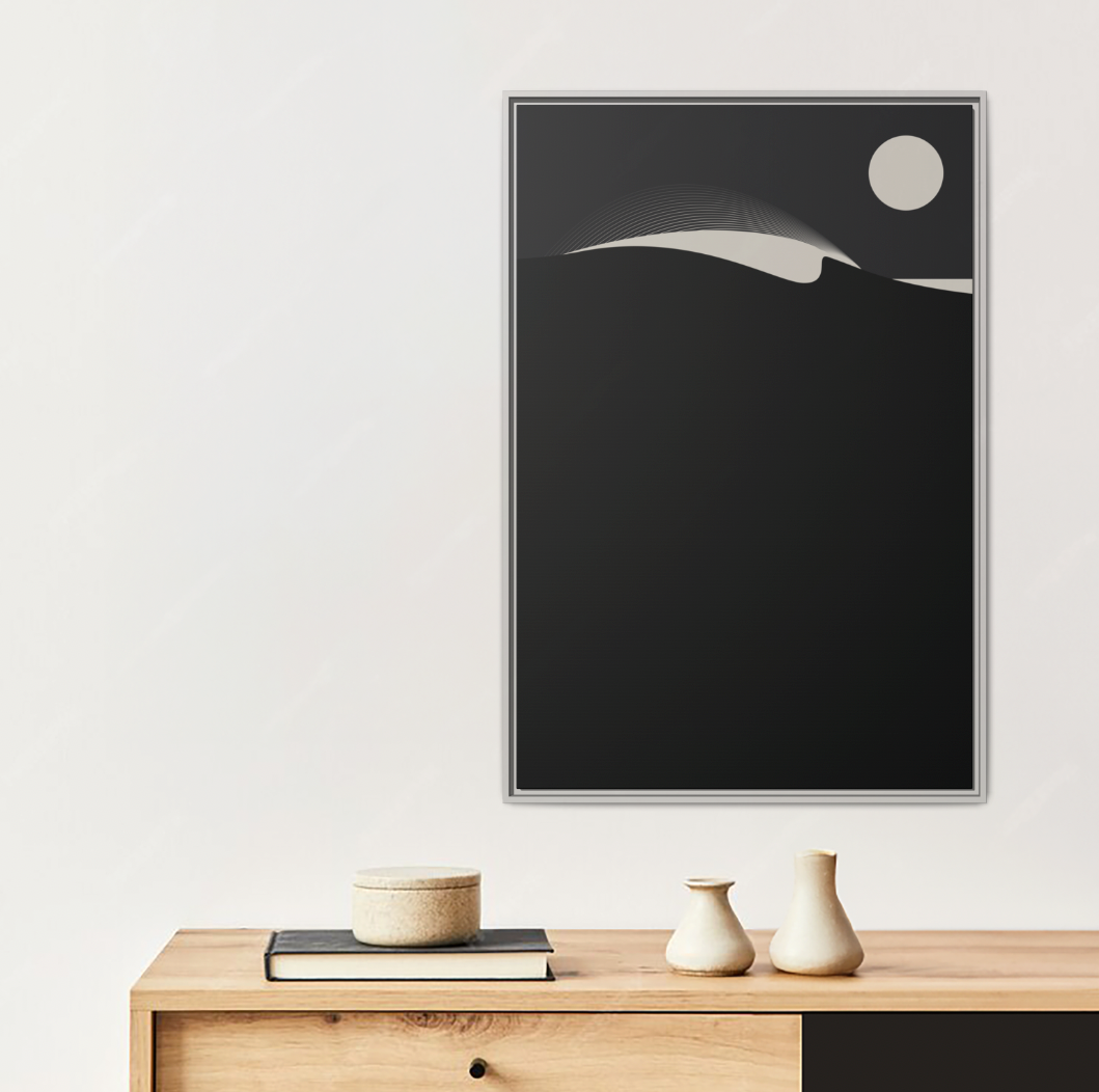 Night Wave 1 - Black - Framed Canvas