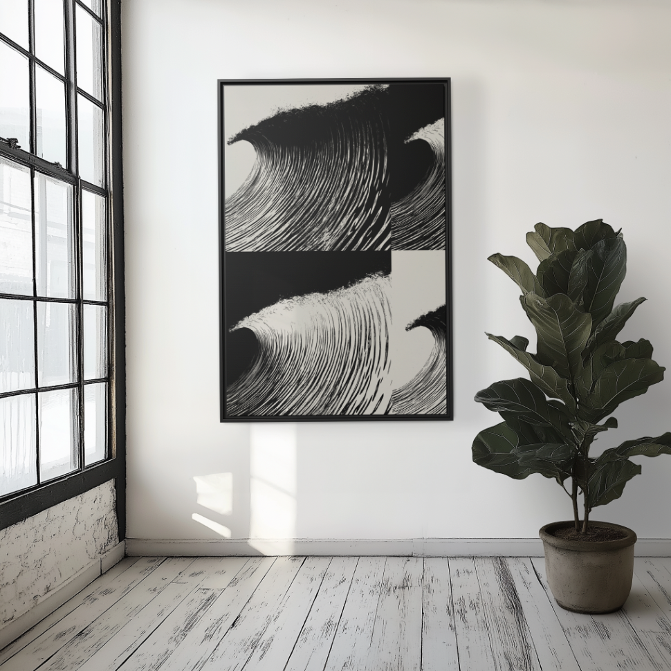 Dawn 2 Dusk - Black & White - Framed Canvas