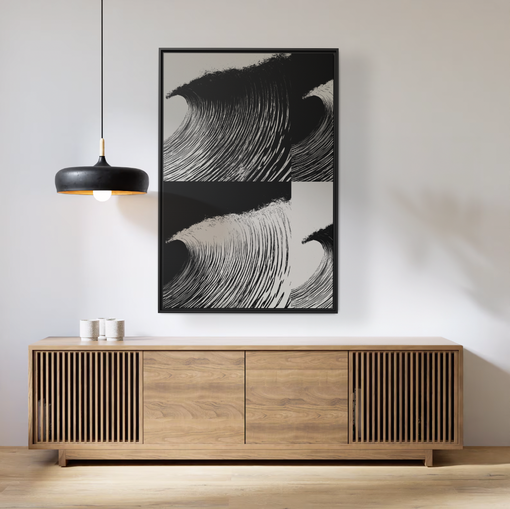 Dawn 2 Dusk - Black & White - Framed Canvas