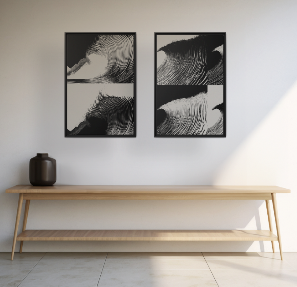 Dawn 2 Dusk - Black & White - Framed Canvas