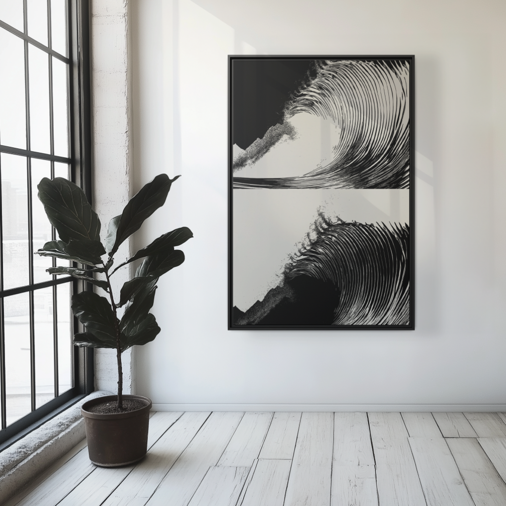 Dusk 2 Dawn - Black & White - Framed Canvas