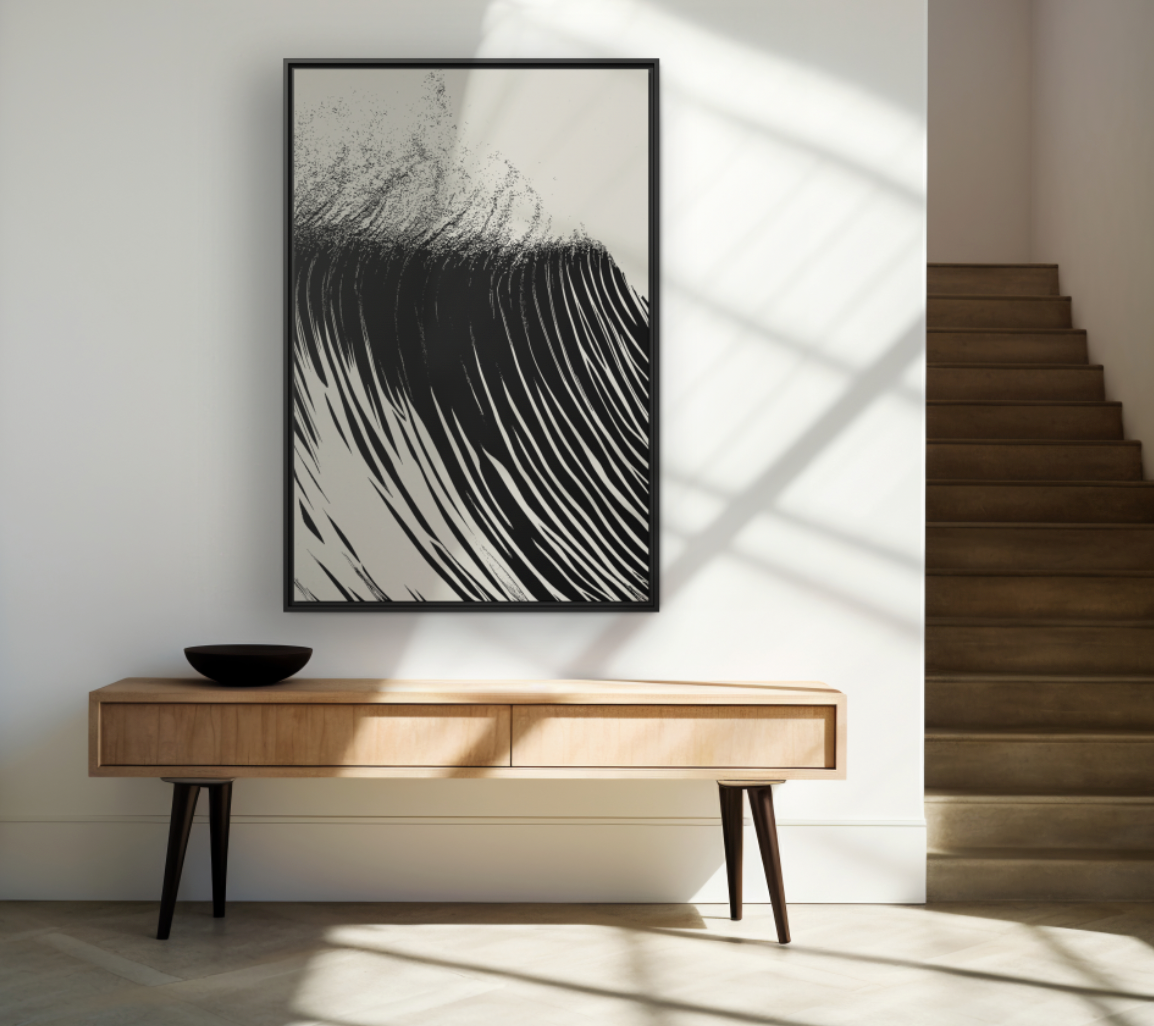 Ledge - Black & White - Framed Canvas