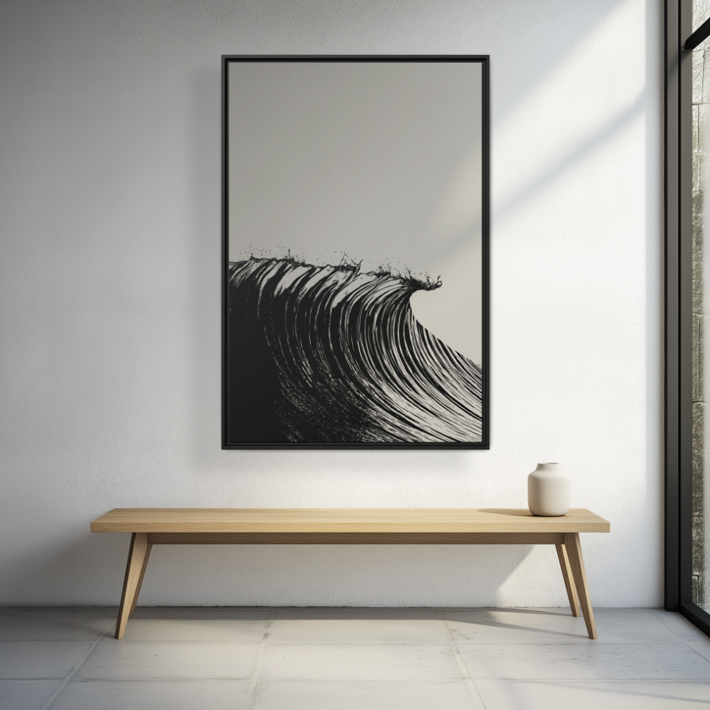 Peak - Black & White - Framed Canvas