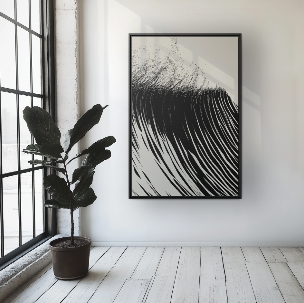 Ledge - Black & White - Framed Canvas