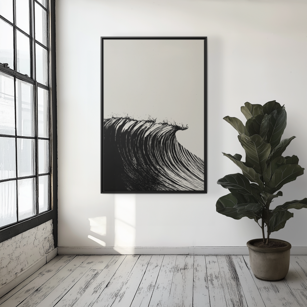 Peak - Black & White - Framed Canvas
