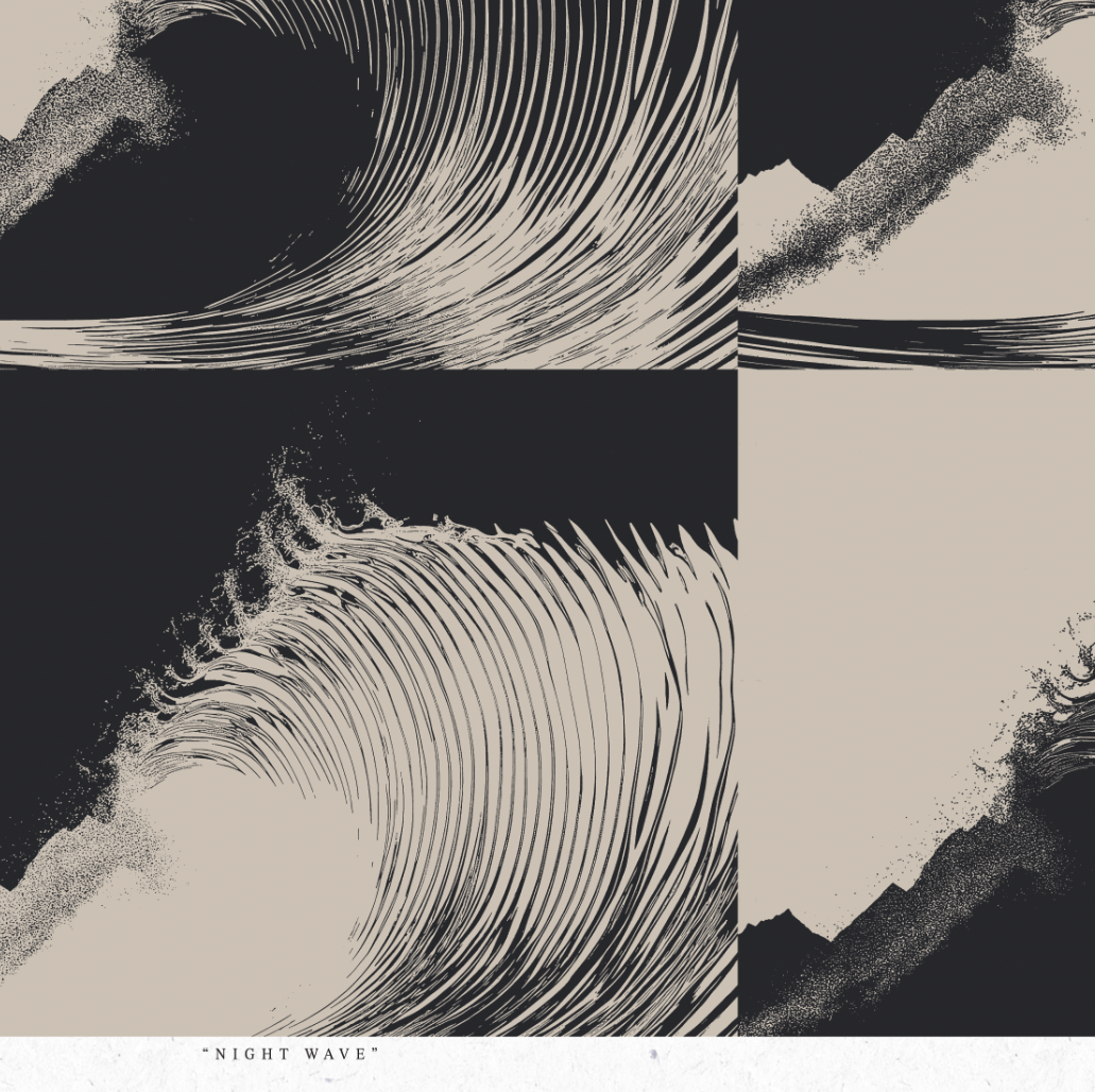 Night Wave 3 - Black & White - Framed Print