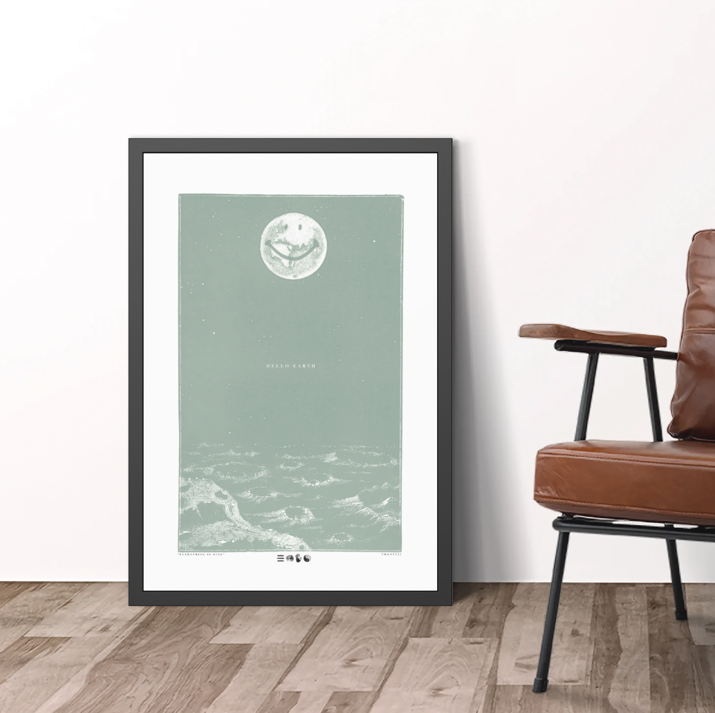Hello Earth - Sage - Framed Print