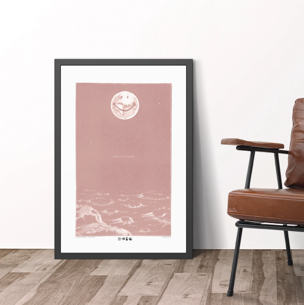Hello Earth - Blush- Framed Print