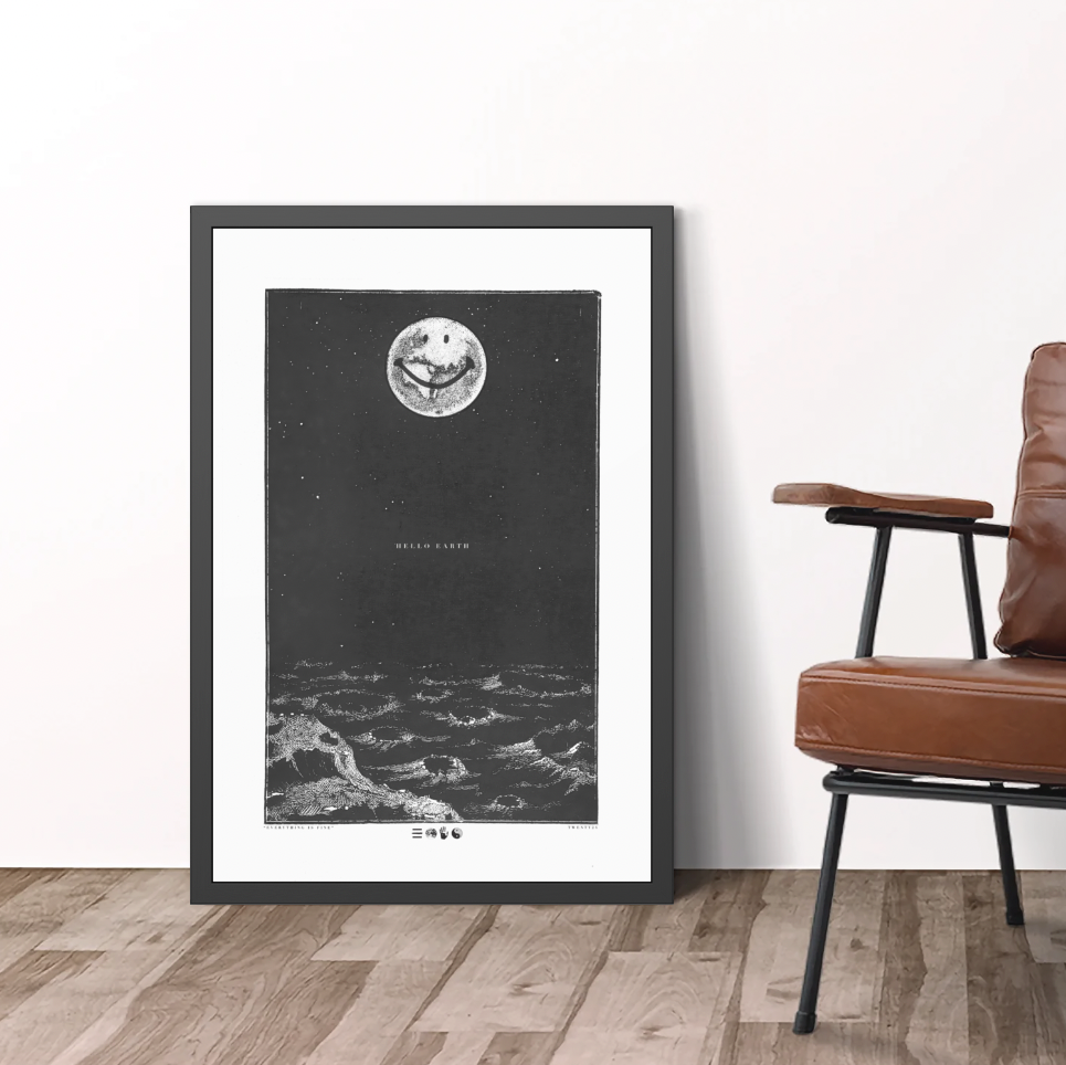 Hello Earth - Night - Framed Print