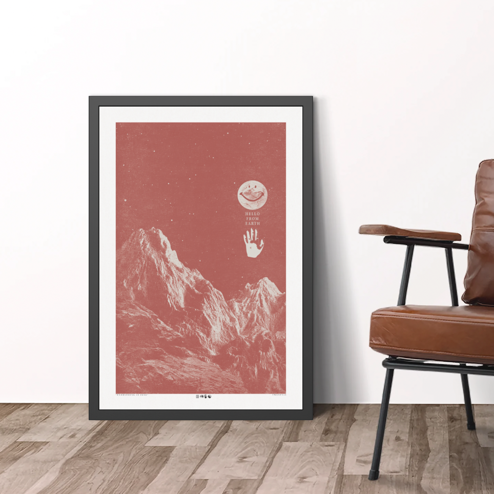 Hello From Earth - Burnt - Framed Print