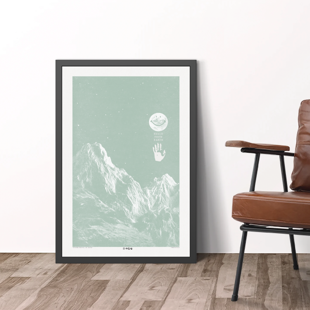 Hello From Earth - Green Haze - Framed Print