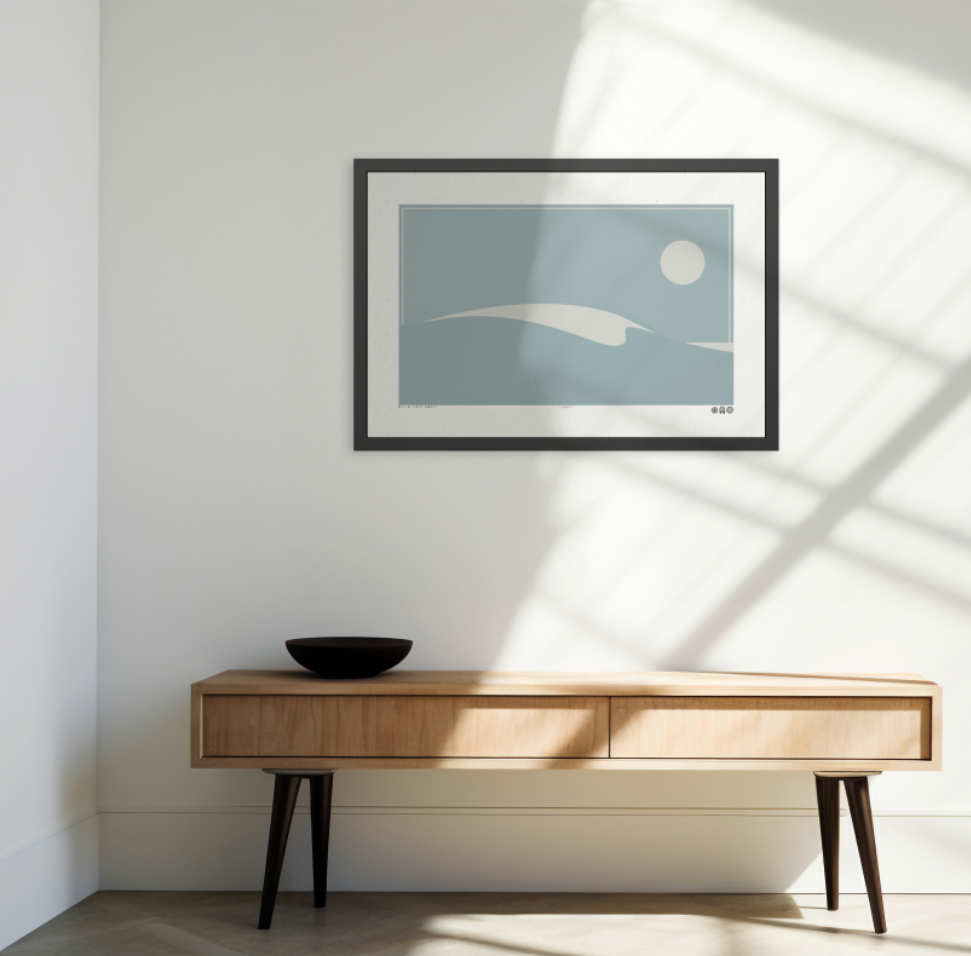 Peel 4 - Blue Haze - Framed Print