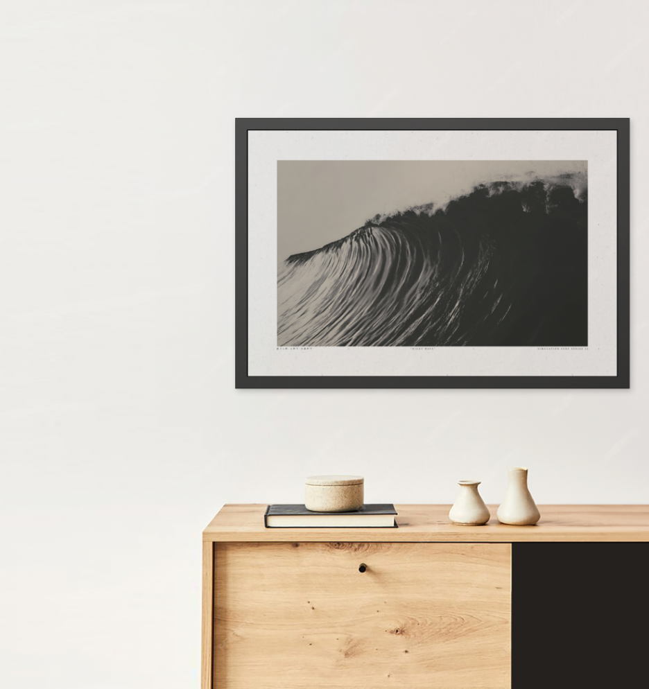 Night Wave 4 - Black & White - Framed Print