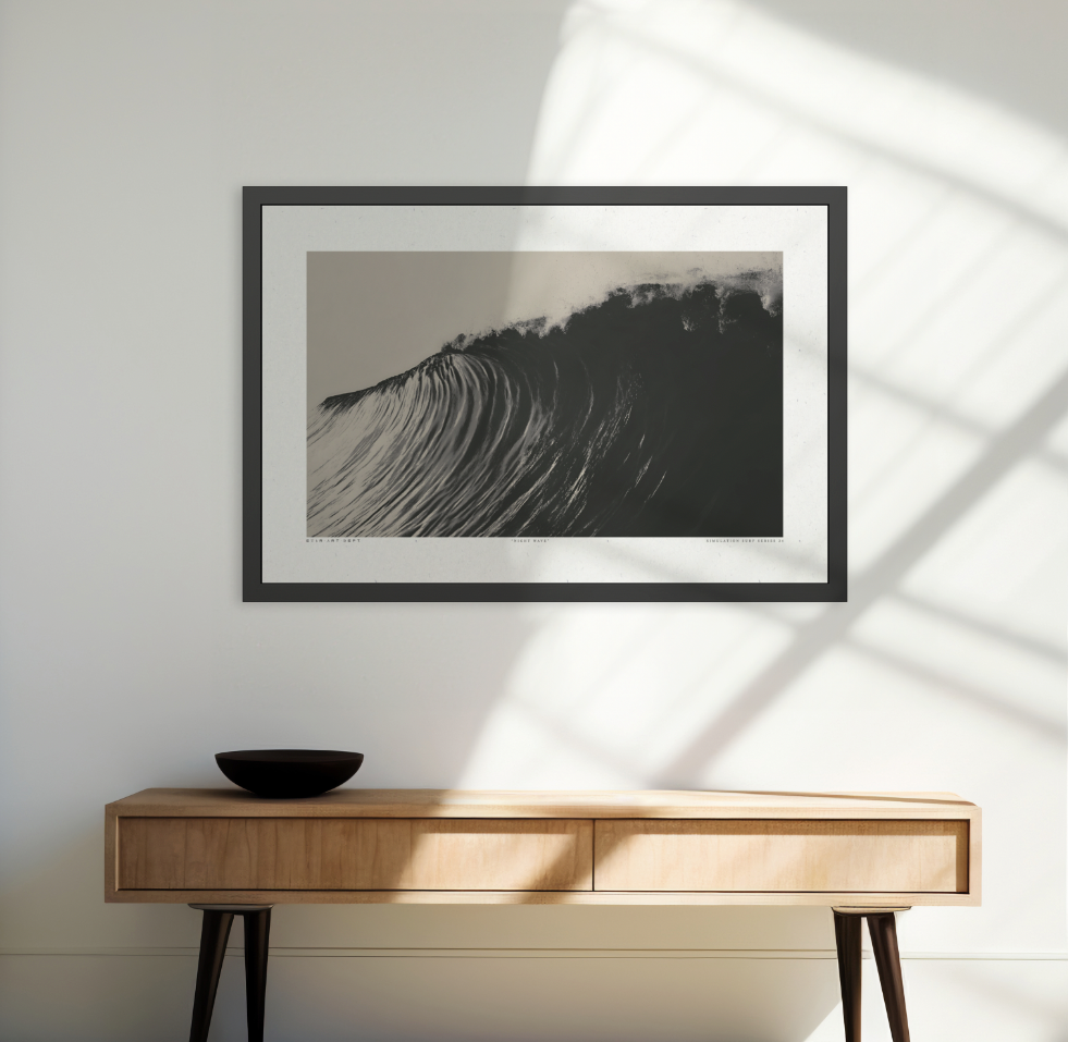 Night Wave 4 - Black & White - Framed Print