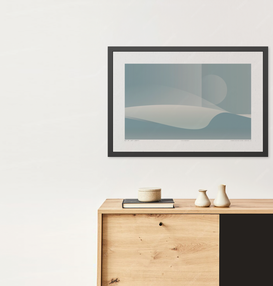 Cylinders - Blue Haze - Framed Print