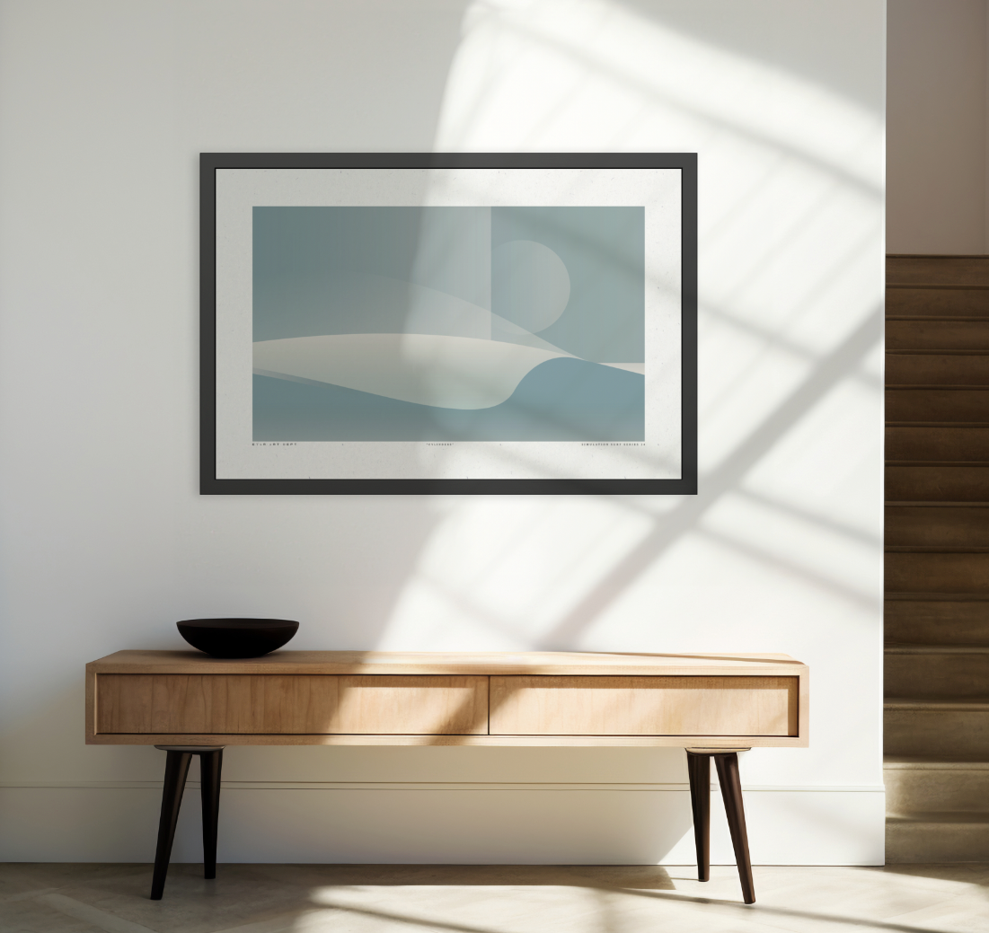 Cylinders - Blue Haze - Framed Print