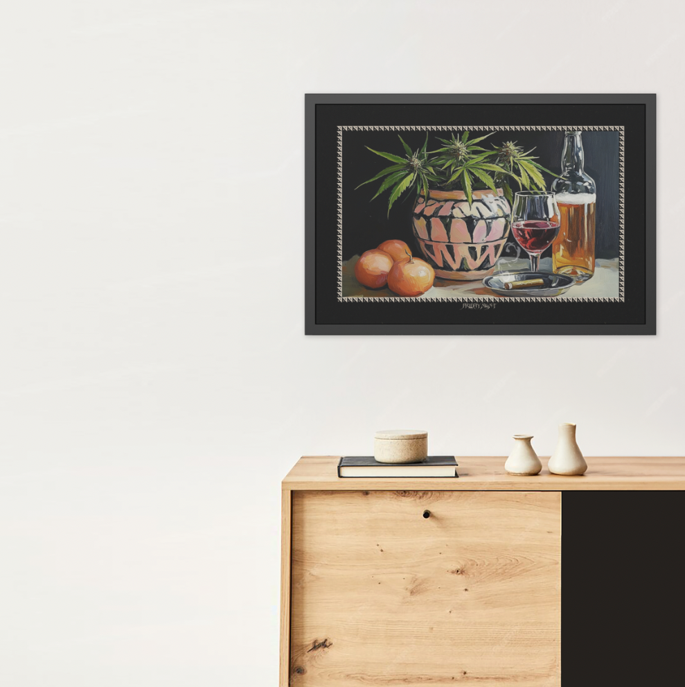 Friday Night - Black - Framed Print