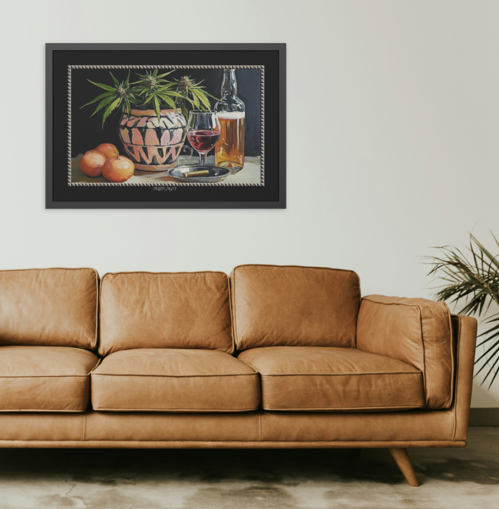 Friday Night - Black - Framed Print