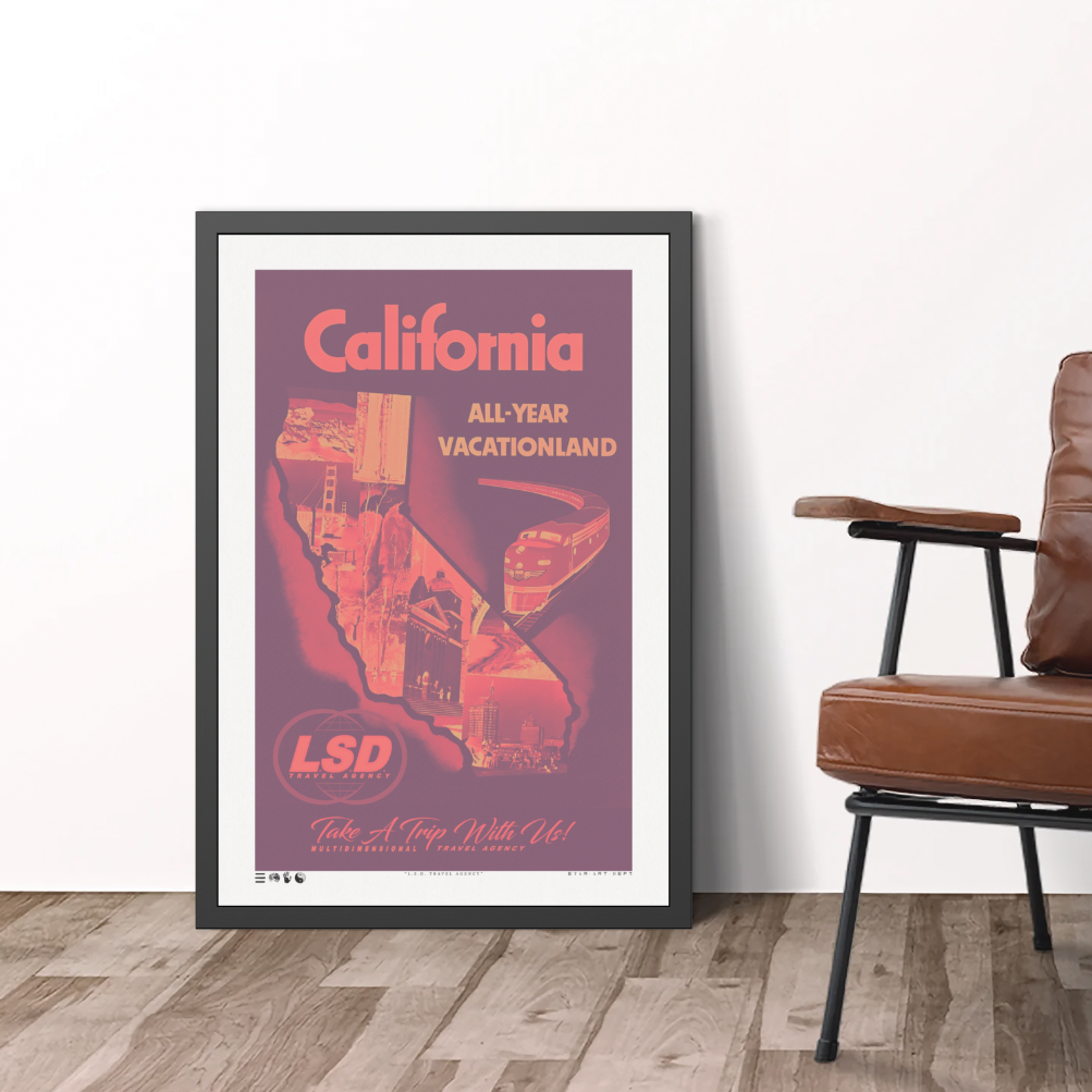 California - L.S.D. Travel - Purps - Framed Print