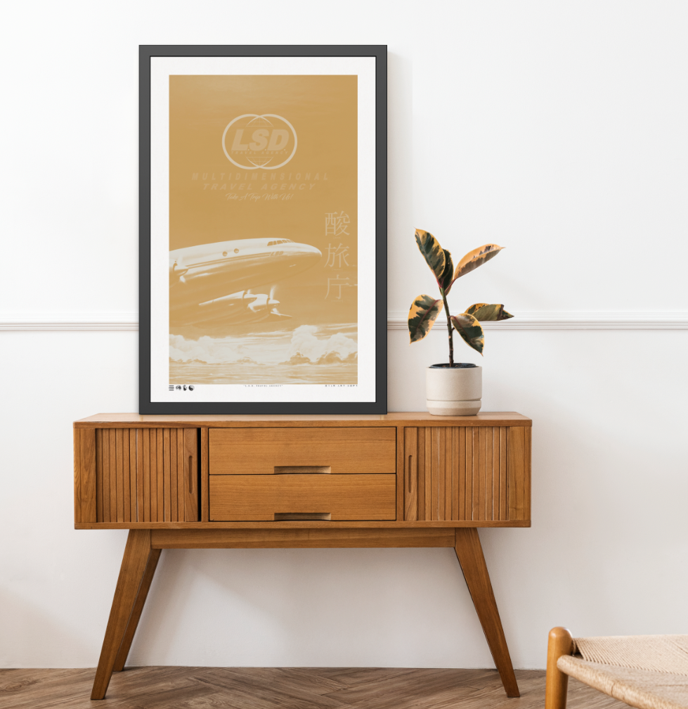 Take A Trip - L.S.D. Travel - Gold - Framed Print