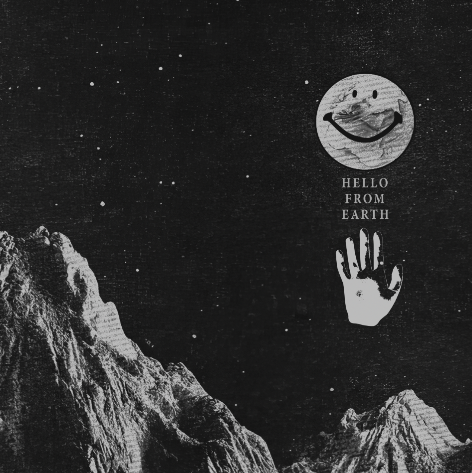 Hello From Earth - Black - Framed Print