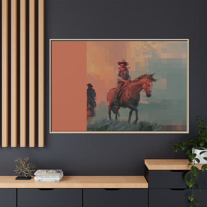Framed Matte Canvas — Retro Cowboy Horse Western Wall Art