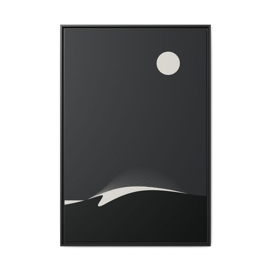 Night Wave 2 - Black - Framed Canvas