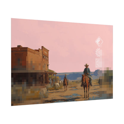Copy of Copy of Western Desert Poster — Pixelated Cowboy Rolled Art Print