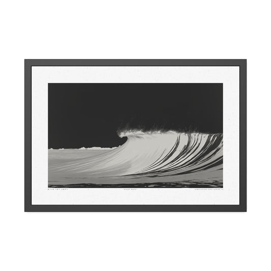 Night Wave 2 - Black & White - Framed Print