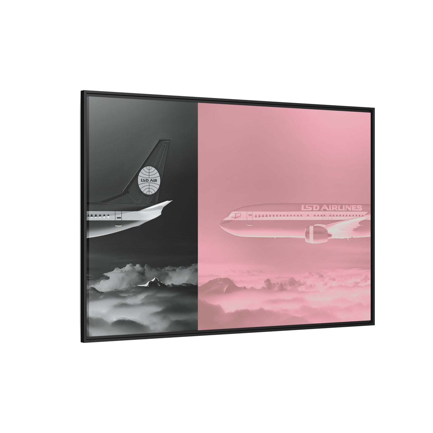Split L.S.D. Airlines - Rose - XL Framed Canvas