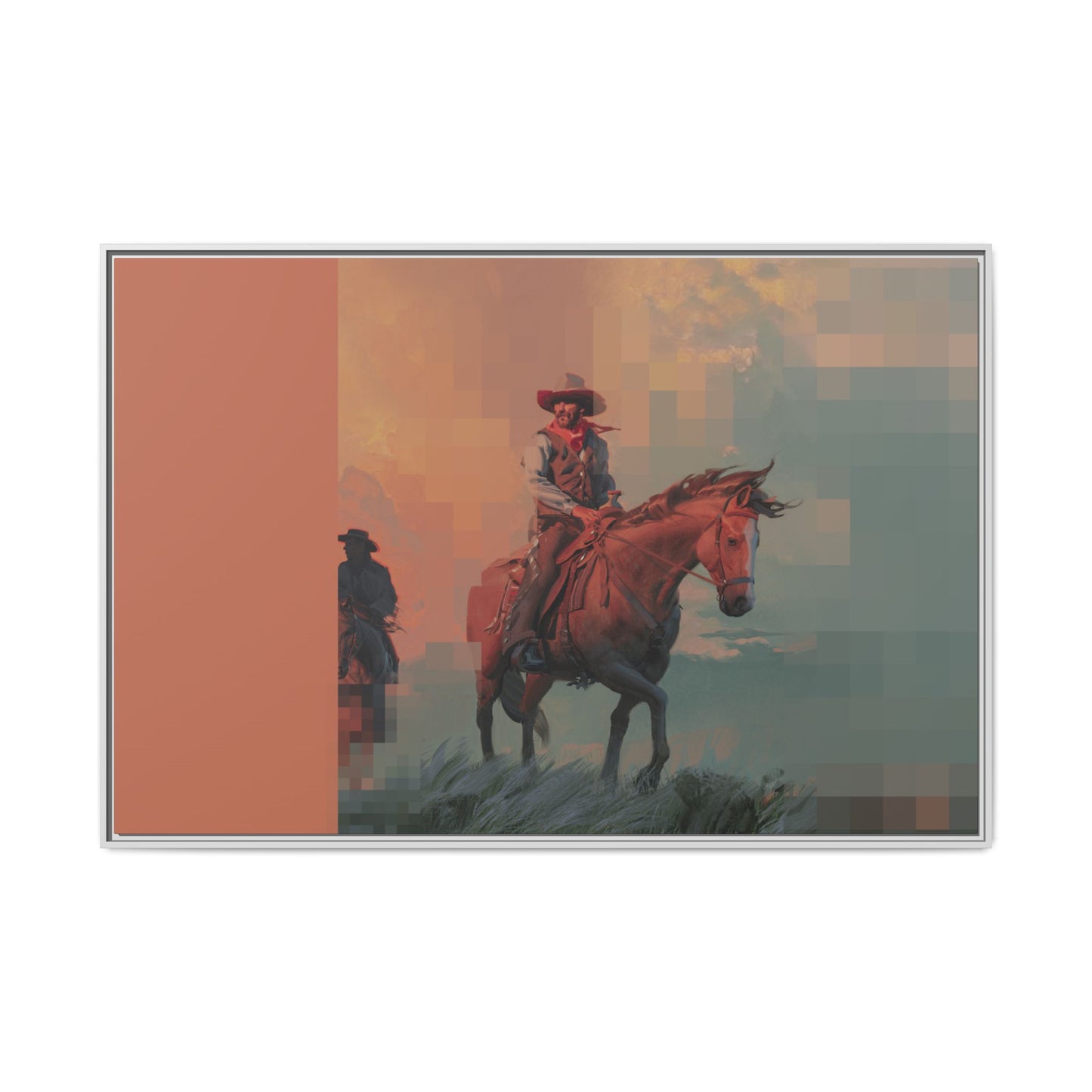 Framed Matte Canvas — Retro Cowboy Horse Western Wall Art