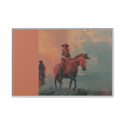 Framed Matte Canvas — Retro Cowboy Horse Western Wall Art