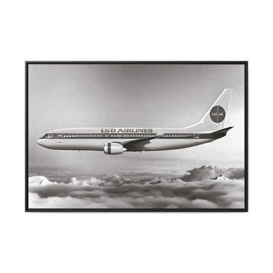 L.S.D. Airlines - Black & White - XL Framed Canvas