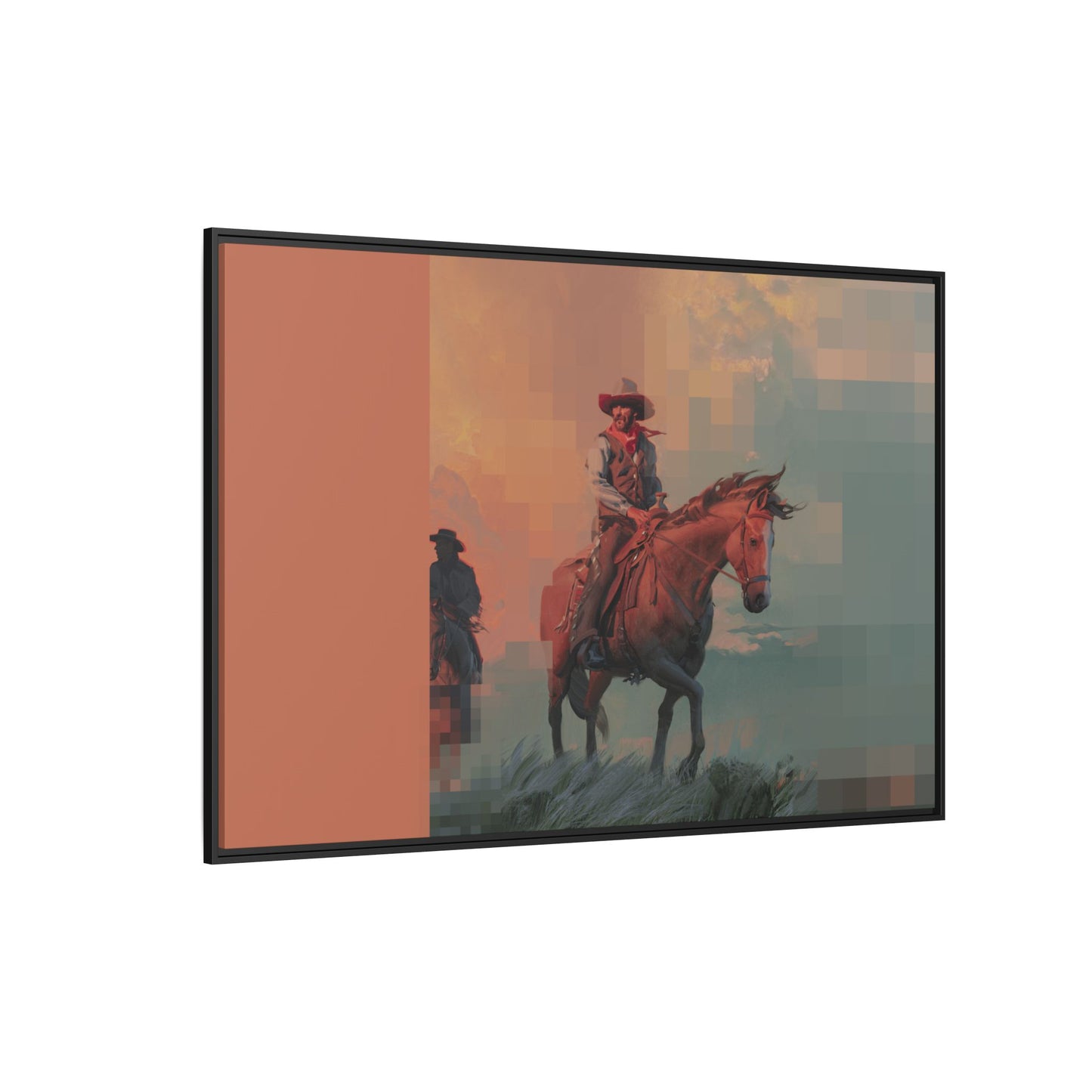 Framed Matte Canvas — Retro Cowboy Horse Western Wall Art